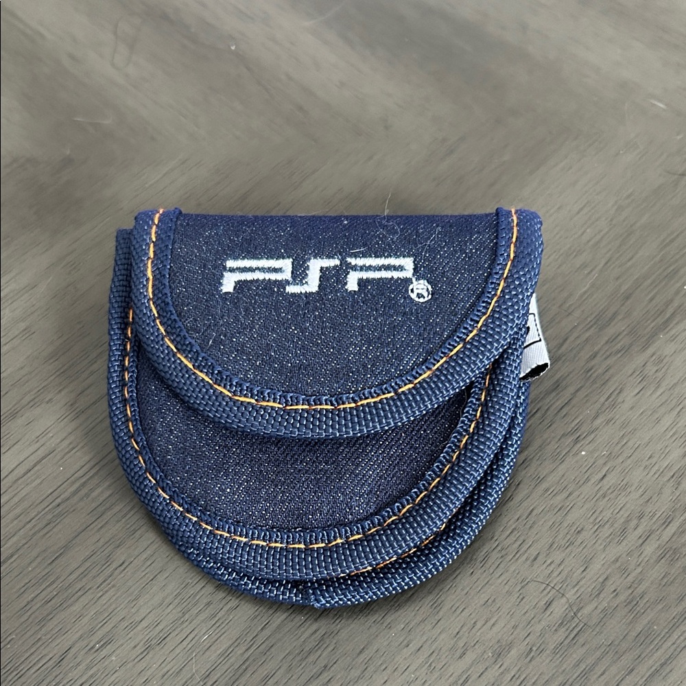 PSP accessory pouch to carry your memory card or iPhones. Blue Denim 3”x3.”